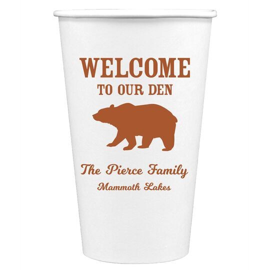 Welcome To Our Den Paper Coffee Cups